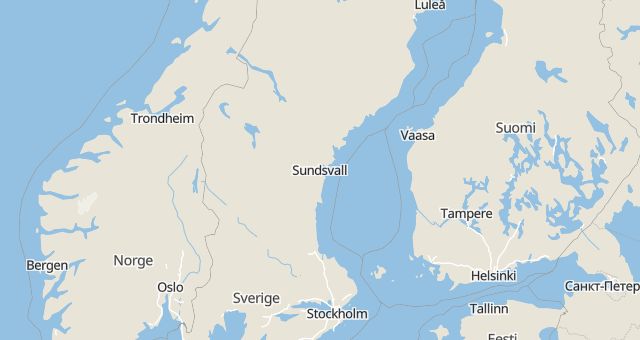 Karta som med röd fyrkant ramar in Sundsvall, Stenstan, Kramfors, Frånö, Västernorrlands län