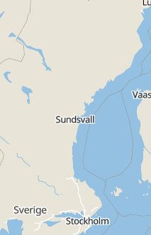 Översiktskarta som visar hela Sverige med en markör som visar ungefär var händelsen inträffat