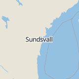 Karta som med röd fyrkant ramar in Jakob Sjöléns Väg, Skönsmon, Sundsvall, Västernorrlands län