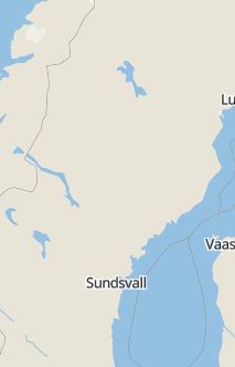 Översiktskarta som visar hela Sverige med en markör som visar ungefär var händelsen inträffat