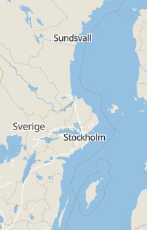 Översiktskarta som visar hela Sverige med en markör som visar ungefär var händelsen inträffat
