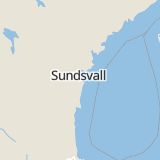 Karta som med röd fyrkant ramar in Bredsand, Nolby, Sundsvall, Västernorrlands län