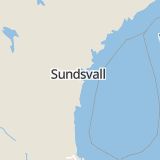 Karta som med röd fyrkant ramar in Njurunda, Nickelvägen, Sundsvall, Västernorrlands län