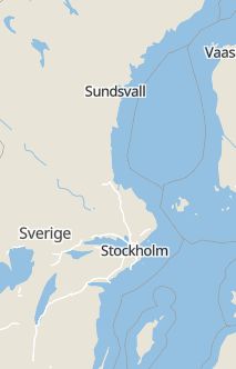Översiktskarta som visar hela Sverige med en markör som visar ungefär var händelsen inträffat