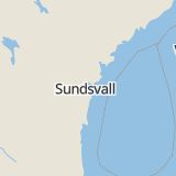 Karta som med röd fyrkant ramar in Raholmsvägen, Sundsvall, Västernorrlands län