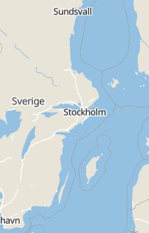 Översiktskarta som visar hela Sverige med en markör som visar ungefär var händelsen inträffat