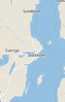 Översiktskarta som visar hela Sverige med en markör som visar ungefär var händelsen inträffat