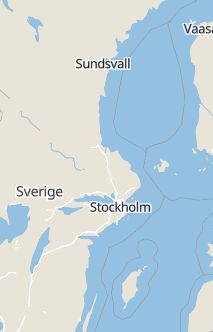 Översiktskarta som visar hela Sverige med en markör som visar ungefär var händelsen inträffat