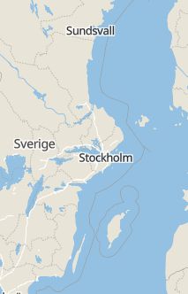 Översiktskarta som visar hela Sverige med en markör som visar ungefär var händelsen inträffat