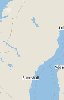 Översiktskarta som visar hela Sverige med en markör som visar ungefär var händelsen inträffat