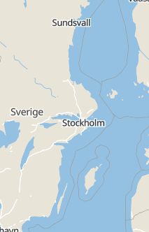 Översiktskarta som visar hela Sverige med en markör som visar ungefär var händelsen inträffat
