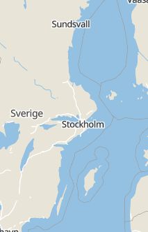 Översiktskarta som visar hela Sverige med en markör som visar ungefär var händelsen inträffat
