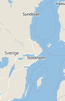Översiktskarta som visar hela Sverige med en markör som visar ungefär var händelsen inträffat