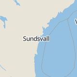 Karta som med röd fyrkant ramar in Sundsvall, Skärgårdsvägen, Kramfors, Härnösand, Jättesta, Västernorrlands län