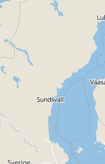 Översiktskarta som visar hela Sverige med en markör som visar ungefär var händelsen inträffat