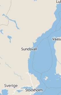 Översiktskarta som visar hela Sverige med en markör som visar ungefär var händelsen inträffat