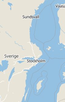Översiktskarta som visar hela Sverige med en markör som visar ungefär var händelsen inträffat