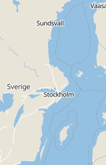 Översiktskarta som visar hela Sverige med en markör som visar ungefär var händelsen inträffat