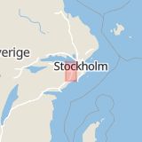 Karta som med röd fyrkant ramar in Klockarvägen, Södertälje, Stockholms län