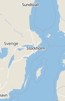 Översiktskarta som visar hela Sverige med en markör som visar ungefär var händelsen inträffat