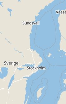 Översiktskarta som visar hela Sverige med en markör som visar ungefär var händelsen inträffat