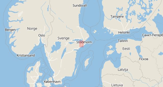 Karta som med röd fyrkant ramar in Södertälje, Stockholms län