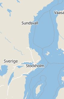 Översiktskarta som visar hela Sverige med en markör som visar ungefär var händelsen inträffat