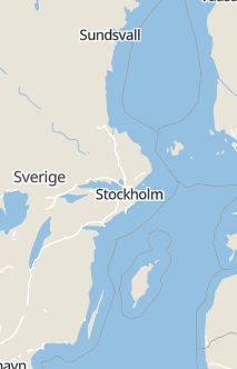 Översiktskarta som visar hela Sverige med en markör som visar ungefär var händelsen inträffat