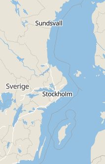 Översiktskarta som visar hela Sverige med en markör som visar ungefär var händelsen inträffat