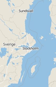 Översiktskarta som visar hela Sverige med en markör som visar ungefär var händelsen inträffat