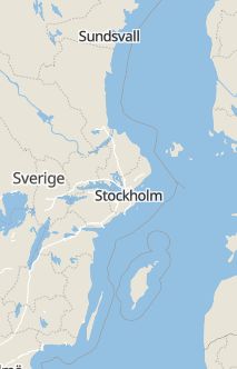 Översiktskarta som visar hela Sverige med en markör som visar ungefär var händelsen inträffat