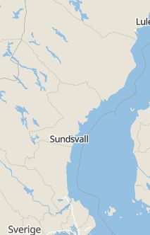 Översiktskarta som visar hela Sverige med en markör som visar ungefär var händelsen inträffat