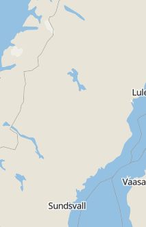 Översiktskarta som visar hela Sverige med en markör som visar ungefär var händelsen inträffat