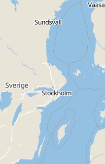 Översiktskarta som visar hela Sverige med en markör som visar ungefär var händelsen inträffat