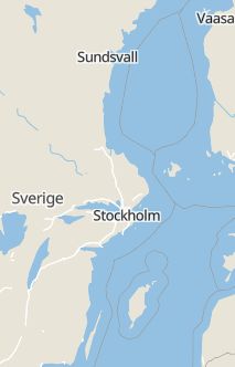 Översiktskarta som visar hela Sverige med en markör som visar ungefär var händelsen inträffat