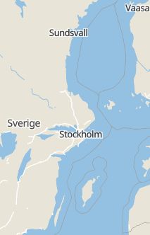 Översiktskarta som visar hela Sverige med en markör som visar ungefär var händelsen inträffat