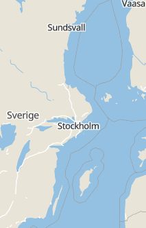 Översiktskarta som visar hela Sverige med en markör som visar ungefär var händelsen inträffat