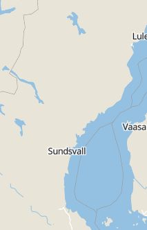 Översiktskarta som visar hela Sverige med en markör som visar ungefär var händelsen inträffat