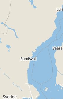 Översiktskarta som visar hela Sverige med en markör som visar ungefär var händelsen inträffat