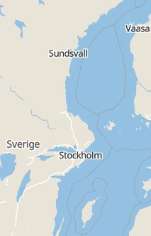 Översiktskarta som visar hela Sverige med en markör som visar ungefär var händelsen inträffat