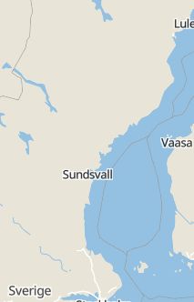 Översiktskarta som visar hela Sverige med en markör som visar ungefär var händelsen inträffat