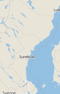 Översiktskarta som visar hela Sverige med en markör som visar ungefär var händelsen inträffat