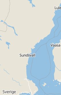 Översiktskarta som visar hela Sverige med en markör som visar ungefär var händelsen inträffat