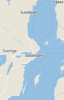 Översiktskarta som visar hela Sverige med en markör som visar ungefär var händelsen inträffat