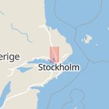 Karta som med röd fyrkant ramar in Stockholm, Daggvägen, Alsike, Knivsta, Uppsala län