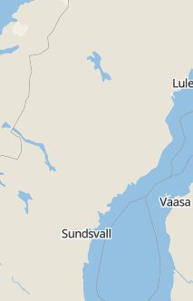 Översiktskarta som visar hela Sverige med en markör som visar ungefär var händelsen inträffat