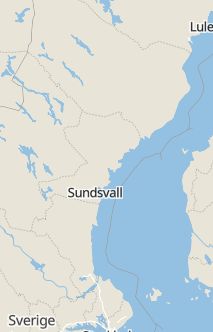 Översiktskarta som visar hela Sverige med en markör som visar ungefär var händelsen inträffat
