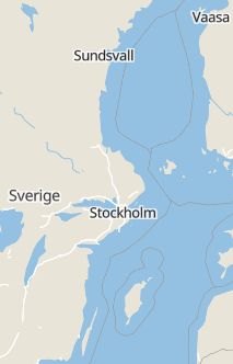 Översiktskarta som visar hela Sverige med en markör som visar ungefär var händelsen inträffat