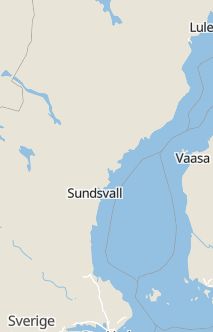 Översiktskarta som visar hela Sverige med en markör som visar ungefär var händelsen inträffat