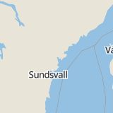 Karta som med röd fyrkant ramar in Sundsvall, Granloholm, Kramfors, Örnsköldsvik, Frånö, Västernorrlands län